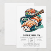 Whimsical Sushi Night Editable Geburtstag Einladung (Vorne/Hinten)