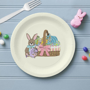 Whimsical süße Fantasy-Drachen-Osterkorb Pappteller