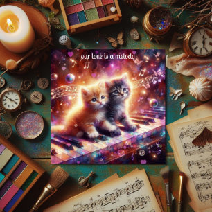 Whimsical Süße Kätzchen Musikalische Klavier Valen Feiertagskarte