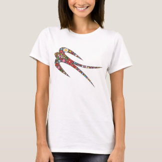 Whimsical Swallow Bird farbenfrohe Frühlingsblumen T-Shirt