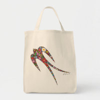 Whimsical Swallow Bird farbenfrohe Frühlingsblumen