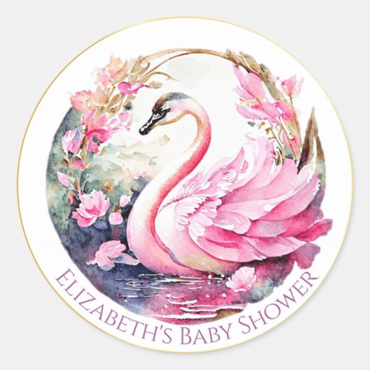 Whimsical Swan Baby Shower Round Stickers (Vorderseite)