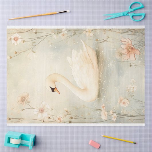 Whimsical Swan mit Blume Decoupage Seidenpapier (Basteln)