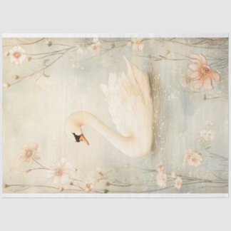 Whimsical Swan mit Blume Decoupage Seidenpapier