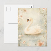 Whimsical Swan mit Blume Illustration Postkarte (Vorne/Hinten)