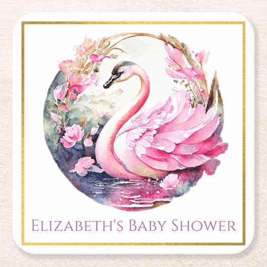 Whimsical Swan Paper Untersetzer (Vorderseite)