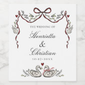 Whimsical Swans Wedding Wine Label Weinetikett (Einzelnes Label)