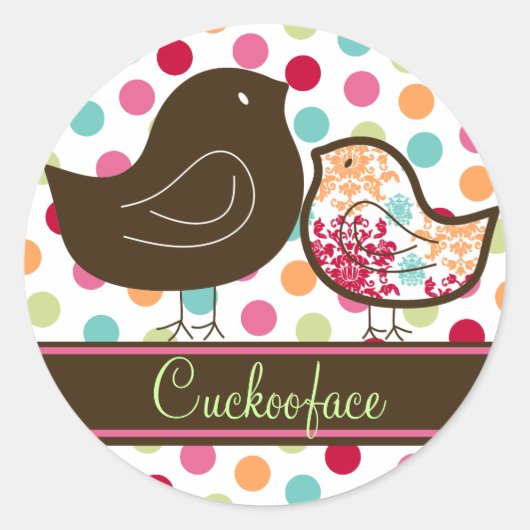 Whimsical Sweet Candy Damask Chicks Party Sticker (Vorderseite)