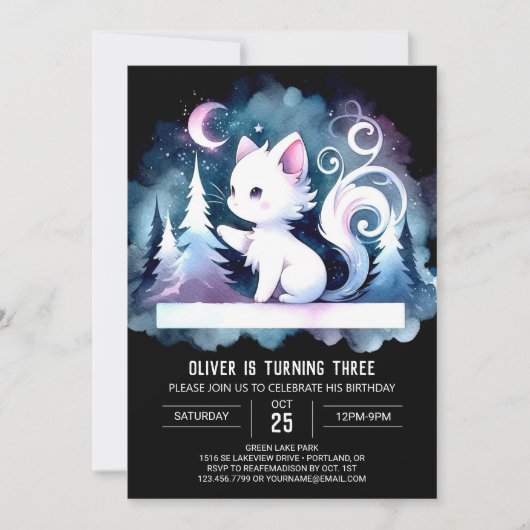 Whimsical Sweet Cat Geburtstag Einladung (Vorderseite)