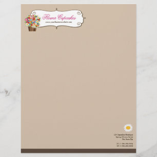 Whimsical Sweet Cupcake Frühlingsblumen Blumen Chi Briefkopf