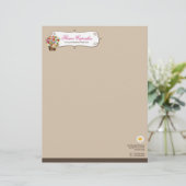 Whimsical Sweet Cupcake Frühlingsblumen Blumen Chi Briefkopf (Stehend Vorderseite)