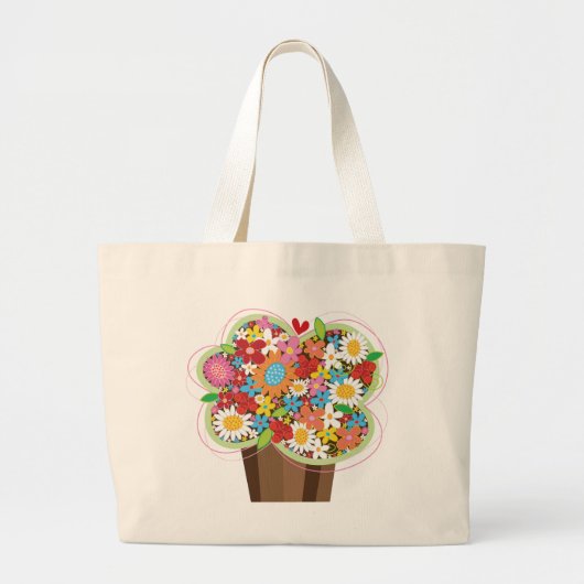 Whimsical Sweet Cupcake Frühlingsblumen Blumenchic Jumbo Stoffbeutel (Vorne)