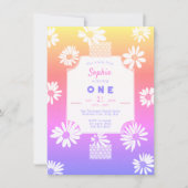 Whimsical Sweet Daisies Rainbow Little One Einladung (Vorderseite)