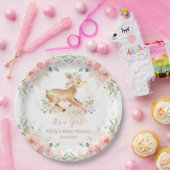 Whimsical Sweet Deer Blush Floral Baby Dusche Pappteller (Party)