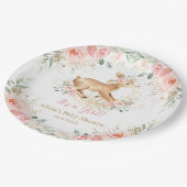 Whimsical Sweet Deer Blush Floral Baby Dusche Pappteller (Schrägansicht)