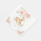 Whimsical Sweet Deer Blush Floral Baby Dusche Serviette (Ecke)