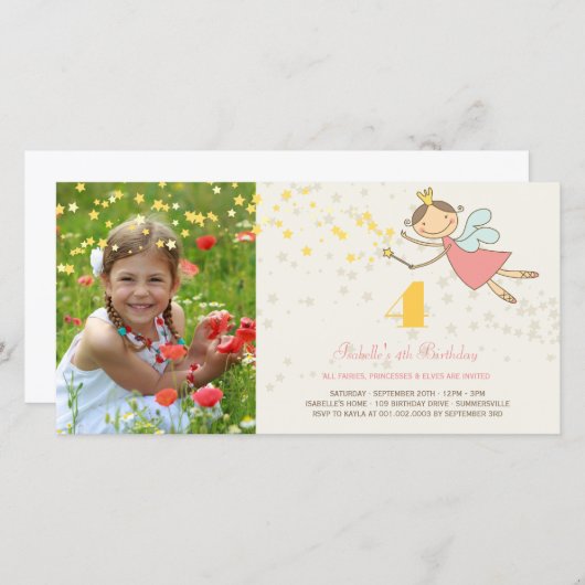 Whimsical Sweet Fairy Princess Girl Birthday Party (Vorne/Hinten)