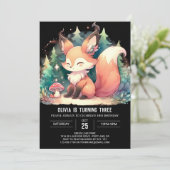Whimsical Sweet Fox Geburtstag digital Einladung (Stehend Vorderseite)