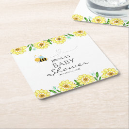 Whimsical Sweet Honey Bee Baby Dusche Rechteckiger Pappuntersetzer