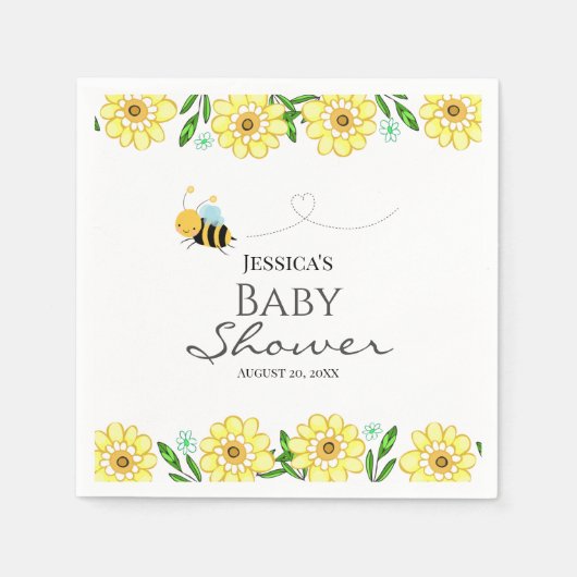 Whimsical Sweet Honey Bee Baby Dusche Serviette (Vorderseite)