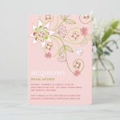 Whimsical Sweet Pink Blooms Brautparty laden Einladung (Stehend Vorderseite)