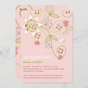 Whimsical Sweet Pink Blooms Brautparty laden Einladung