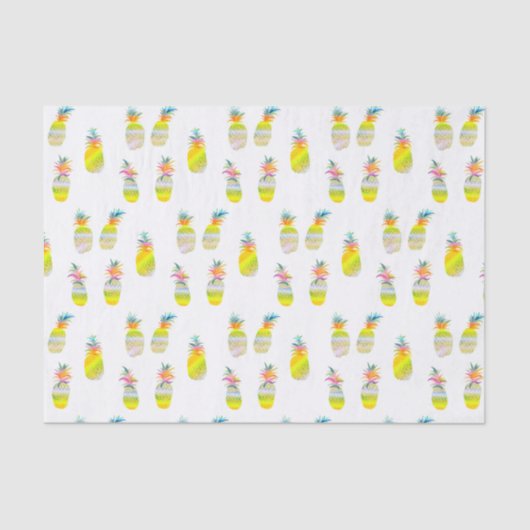 Whimsical Sweet Rainbow Pineapine Wasserfarbe Seidenpapier (Vorderseite)