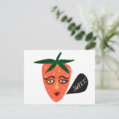 Whimsical Sweet Strawberry Postcard Postkarte (Stehend Vorderseite)