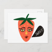 Whimsical Sweet Strawberry Postcard Postkarte (Vorne/Hinten)