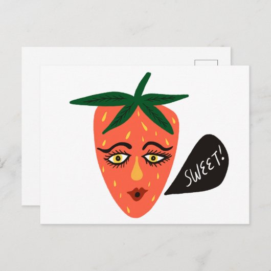 Whimsical Sweet Strawberry Postcard Postkarte (Vorne/Hinten)