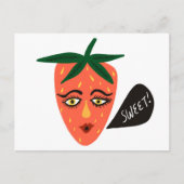 Whimsical Sweet Strawberry Postcard Postkarte (Vorderseite)