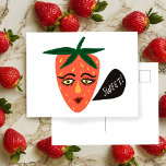 Whimsical Sweet Strawberry Postcard Postkarte<br><div class="desc">Fügen Sie Ihren eigenen Text auf der Vorder- und Rückseite,  oder ändern Sie die Farben. Werfen Sie einen Blick in meinen Shop für mehr!</div>
