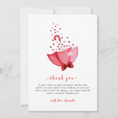 Whimsical Sweetheart Umbrella Bow Baby Dusche Dankeskarte (Vorderseite)