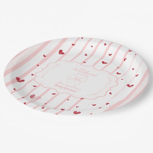 Whimsical Sweetheart Valentine's Day Babydusche Pappteller (Schrägansicht)