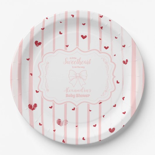 Whimsical Sweetheart Valentine's Day Babydusche Pappteller (Vorderseite)