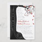 Whimsical Swirl Black & Red Birds in einem Baum Einladung (Vorderseite)
