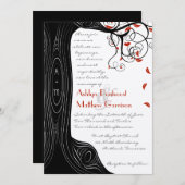 Whimsical Swirl Black & Red Birds in einem Baum Einladung (Vorne/Hinten)
