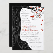 Whimsical Swirl Black & Red Birds in einem Baum Einladung (Vorne/Hinten)