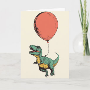 Whimsical T-Rex Ballon Grußkarte Karte