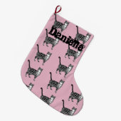 Whimsical Tabby Cat Katzen Kunst Weihnachten Strum Großer Weihnachtsstrumpf (Vorderansicht (hängend))