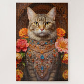 Whimsical Tabby mit schönen Schmuck und Blume Puzzle (Vertikal)