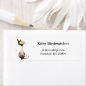 Whimsical Tan Smug Cat Illustration Rücksendeadres (Insitu)