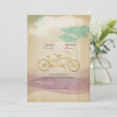 Whimsical Tandem Bicycle Wasserfarbe Custom Weddin Einladung (Stehend Vorderseite)