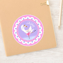 Whimsical tanzend Ballett Schwan lila personalisie Aufkleber