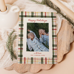 Whimsical Tartan Foto Feiertagskarte