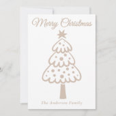 Whimsical Taupe Hand gezogen Weihnachtsbaum Feiertagskarte (Vorderseite)