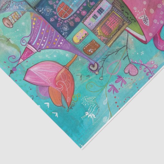 WHIMSICAL TEA CUP HOUSE DECOUPAITE SEIDENPAPIER (Ausschnitt)