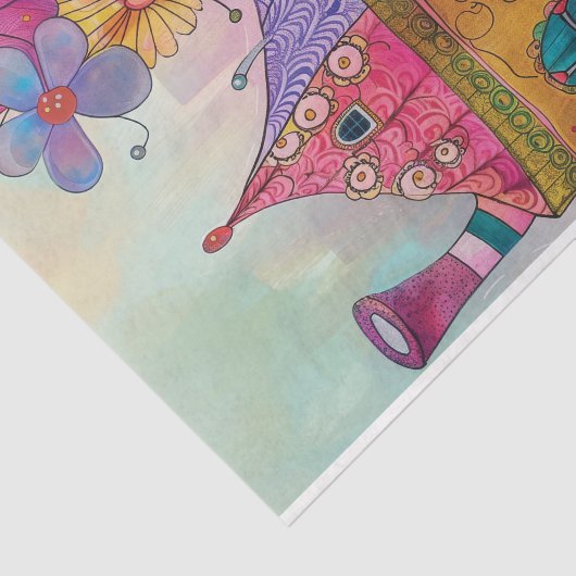 WHIMSICAL TEA CUP HOUSE DECOUPAITE SEIDENPAPIER (Ausschnitt)