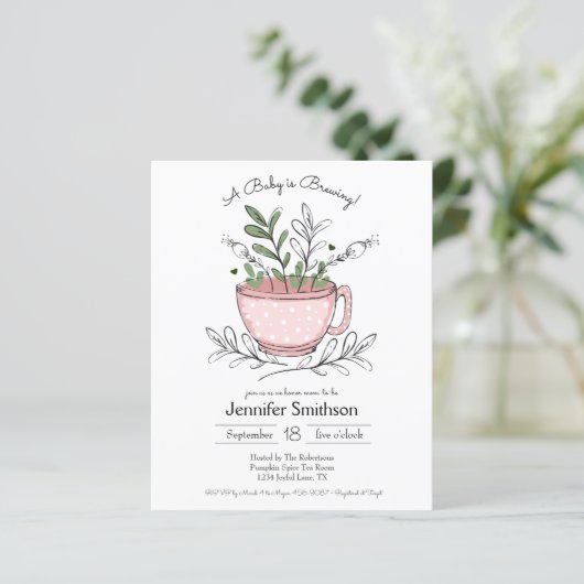 Whimsical Tea Cup Kinderdusche Einladung (Stehend Vorderseite)