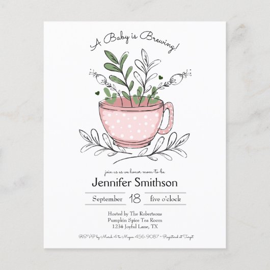 Whimsical Tea Cup Kinderdusche Einladung (Vorderseite)